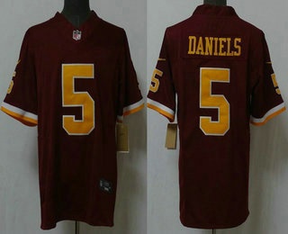 Men's Washington Commanders #5 Jayden Daniels Burgundy 2025 FUSE Throwback Limited Stitched Jersey