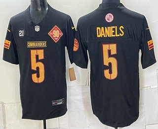 Men's Washington Commanders #5 Jayden Daniels Limited Black 90th FUSE Vapor Jersey