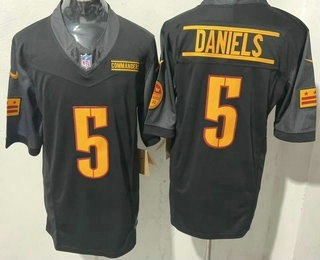 Men's Washington Commanders #5 Jayden Daniels Limited Black FUSE Vapor Jersey