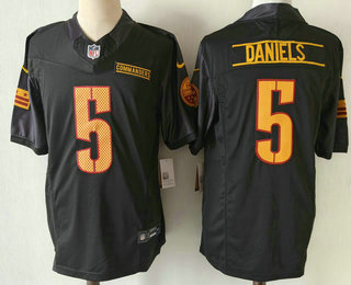 Men's Washington Commanders #5 Jayden Daniels Limited Black FUSE Vapor Jersey