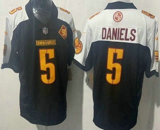 Men's Washington Commanders #5 Jayden Daniels Limited Black Thanksgiving FUSE Vapor Jersey