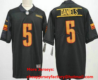 Men's Washington Commanders #5 Jayden Daniels Limited Black Vapor Jersey