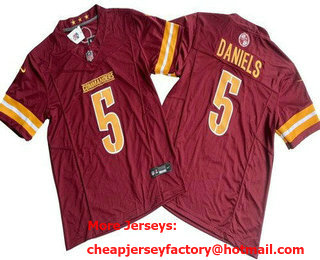 Men's Washington Commanders #5 Jayden Daniels Limited Red FUSE Vapor Jersey