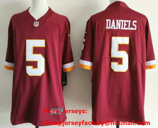 Men's Washington Commanders #5 Jayden Daniels Limited Red Vapor Jersey