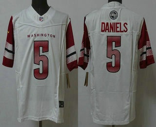Men's Washington Commanders #5 Jayden Daniels Limited White FUSE Vapor Jersey