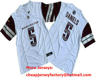 Men's Washington Commanders #5 Jayden Daniels Limited White FUSE Vapor Jersey