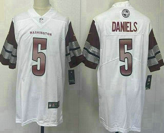 Men's Washington Commanders #5 Jayden Daniels Limited White Vapor Jersey