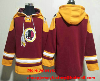 Men's Washington Commanders Blank Red Ageless Must Have Lace Up Pullover Hoodie