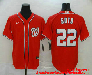 Men's Washington Nationals #22 Juan Soto Red Stitched MLB Cool Base Nike Jersey