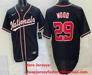 Men's Washington Nationals #29 James Wood 2026 Fashion Black Out Stitched Jersey