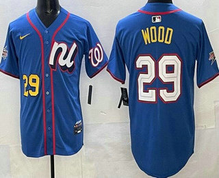 Men's Washington Nationals #29 James Wood Blue 2025 All Star Limited Jersey