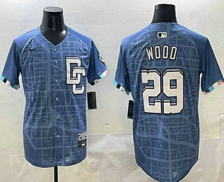 Men's Washington Nationals #29 James Wood Blue 2025 City Connect Limited Stitched Jersey
