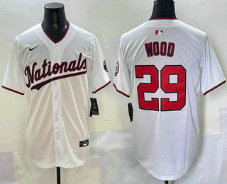 Men's Washington Nationals #29 James Wood White Limited Stitched Jersey