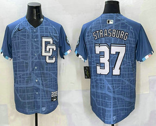Men's Washington Nationals #37 Stephen Strasburg Blue 2025 City Connect Limited Jersey