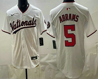 Men's Washington Nationals #5 CJ Abrams White Limited Jersey