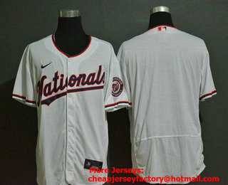 Men's Washington Nationals Blank White Stitched MLB Flex Base Nike Jersey