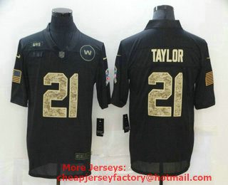 Men's Washington Redskins #21 Sean Taylor Black Camo 2020 Salute To Service Stitched NFL Nike Limited Jersey
