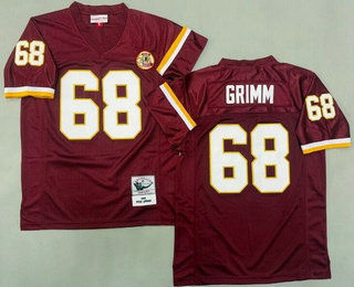 Men's Washington Redskins #68 Russ Grimm Red 1986 Throwback Jersey