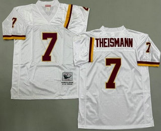 Men's Washington Redskins #7 Joe Theismann White Throwback Jersey