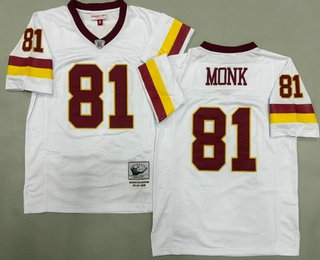 Men's Washington Redskins #81 Art Monk White Alternate Throwback Jersey