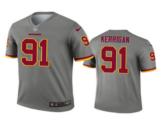 Men's Washington Redskins #91 Ryan Kerrigan Gray Inverted Legend Jersey