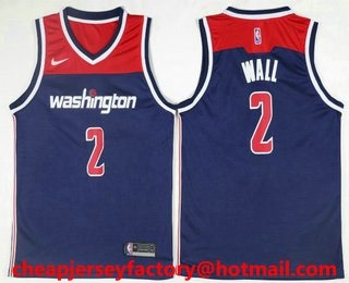 Men's Washington Wizards #2 John Wall Navy Blue 2017-2018 Nike Icon Edition Swingman Jersey