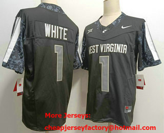 Men's West Virginia Mountaineers #1 Jahiem White Black FUSE College Stitched Jersey