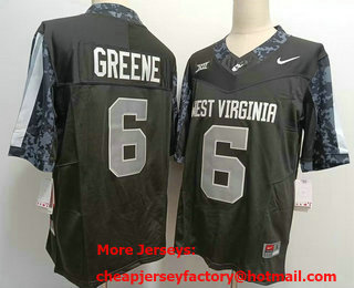 Men's West Virginia Mountaineers #6 Garrett Greene Black FUSE College Stitched Jersey