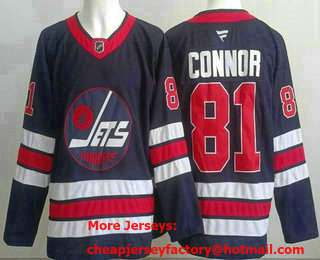 Men's Winnipeg Jets #81 Kyle Connor Navy Alternate Authentic Jersey
