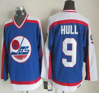 Men's Winnipeg Jets #9 Bobby Hull 1979-80 Blue CCM Vintage Throwback Jersey