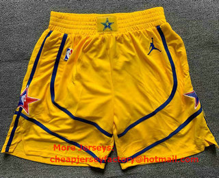 Men's Yellow Western Conference Stitched 2021 NBA All Star Shorts
