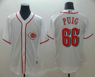 Men's Cincinnati Reds #66 Yasiel Puig White Home Stitched MLB Cool Base Jersey
