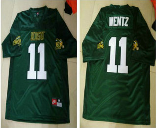 Mens NDSU Bison #11 Carson Wentz Green Football Jersey Custom Any Name And Number Embroidery Logos S-3XL