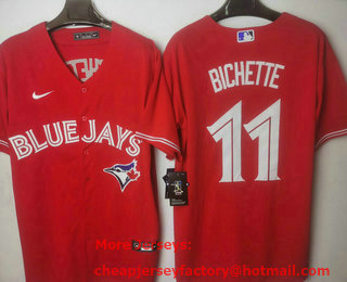 Mens Toronto Blue Jays #11 Bo Bichette Red Stitched MLB Cool Base Nike Jersey