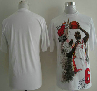 Miami Heat #6 LeBron James White Shirt