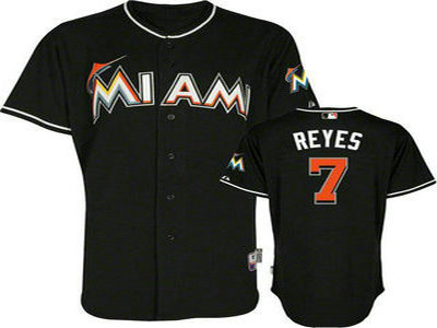 Miami Marlins 7 Jose Reyes Black MLB Jerseys