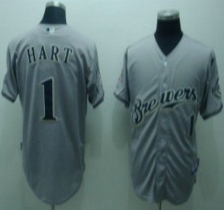 Milwaukee Brewers 1 Corey Hart Gray Jersey
