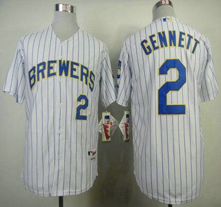 Milwaukee Brewers #2 Scooter Gennett White Pinstripe Jersey