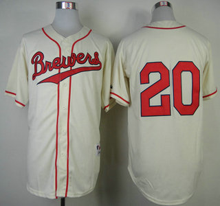 Milwaukee Brewers #20 Jonathan Lucroy 1948 Turn Back The Clock Cream Jersey