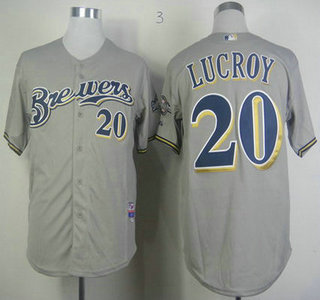 Milwaukee Brewers #20 Jonathan Lucroy Gray Jersey