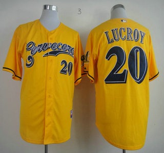 Milwaukee Brewers 20 Jonathan Lucroy Yellow Jersey