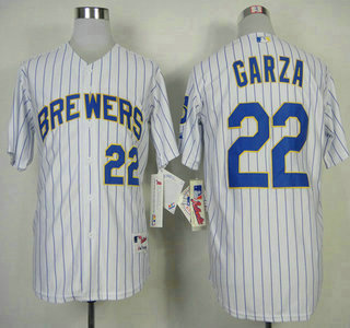 Milwaukee Brewers #22 Matt Garza White Pinstripe Jersey