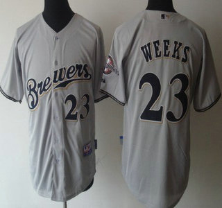 Milwaukee Brewers 23 Rickie Weeks Gray Jersey