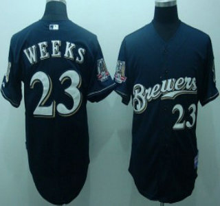 Milwaukee Brewers 23 Rickie Weeks Navy Blue Jersey
