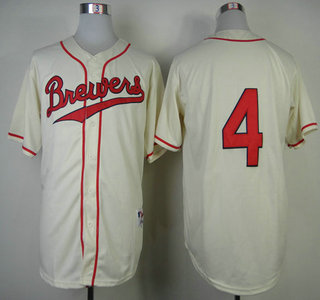 Milwaukee Brewers #4 Paul Molitor 1948 Turn Back The Clock Cream Jersey