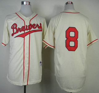 Milwaukee Brewers #8 Ryan Braun 1948 Turn Back The Clock Cream Jersey