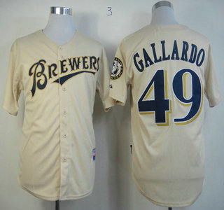 Milwaukee Brewers 49 Yovani Gallardo Cream Jersey