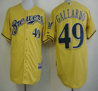 Milwaukee Brewers 49 Yovani Gallardo Yellow Jersey