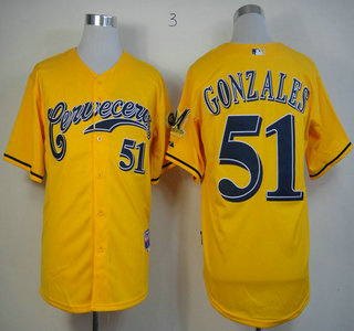 Milwaukee Brewers 51 Alex Gonzalez Yellow 2013 Jersey