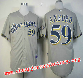 Milwaukee Brewers 59 John Axford Grey Jersey